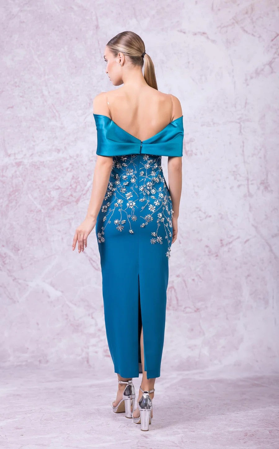 Odrella 24316 Fitted Long Formal Floral Prom Dress