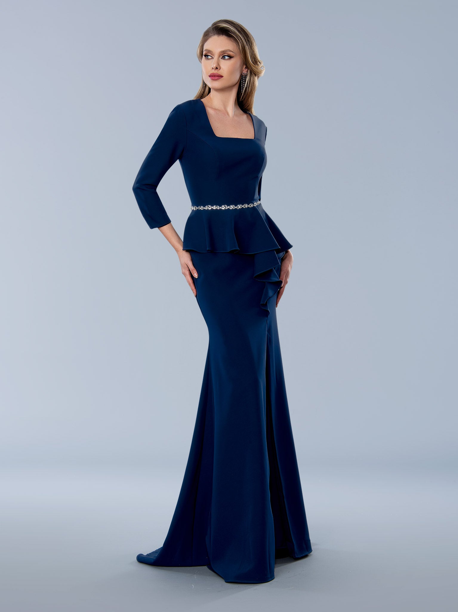 Stella Couture 24318 Long Formal Peplum Mother of the Bride Dress