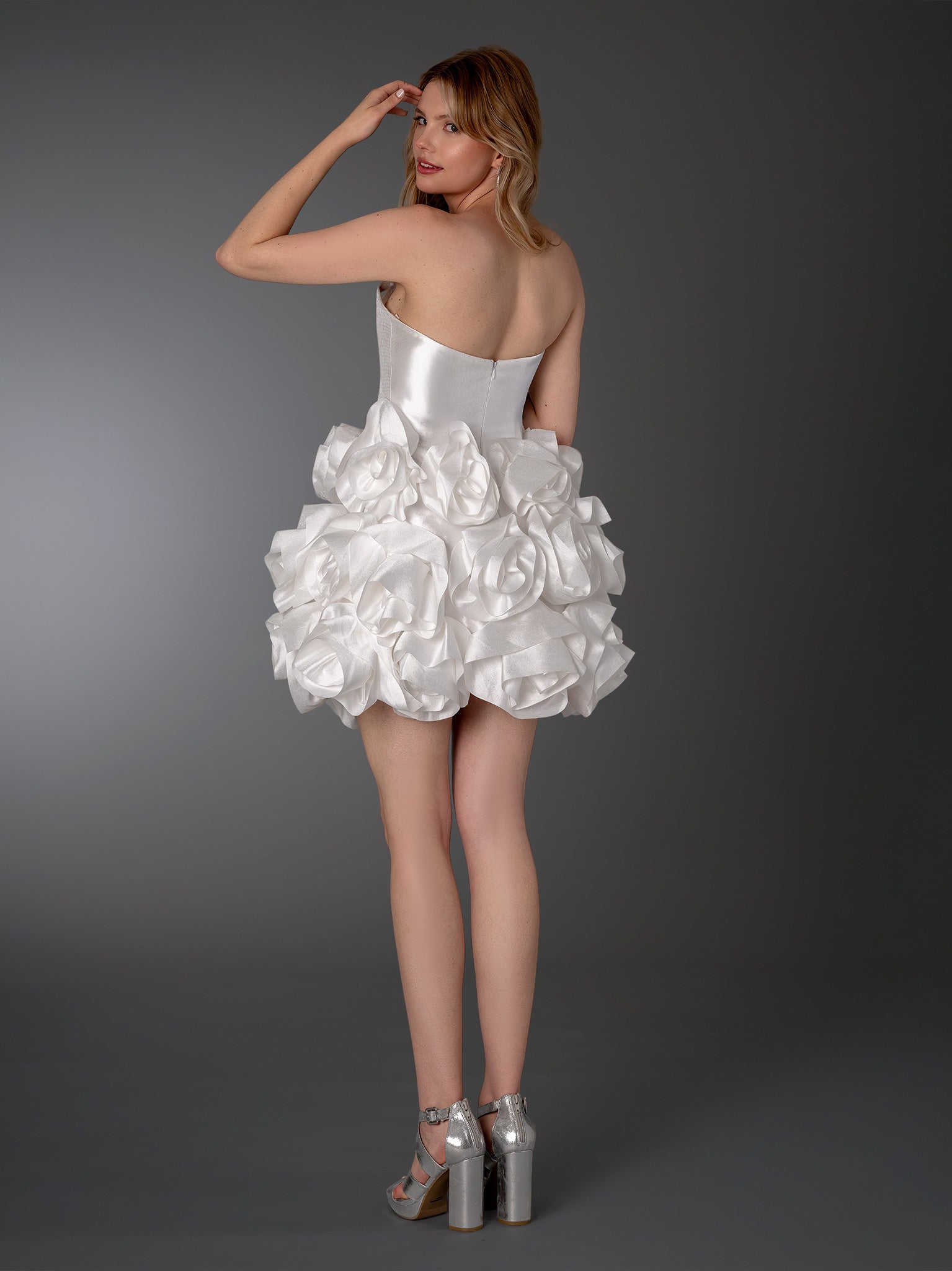 Wedding Dresses Bridal Short 3D Floral Mini Wedding Dress Stella Couture 26905 Off White