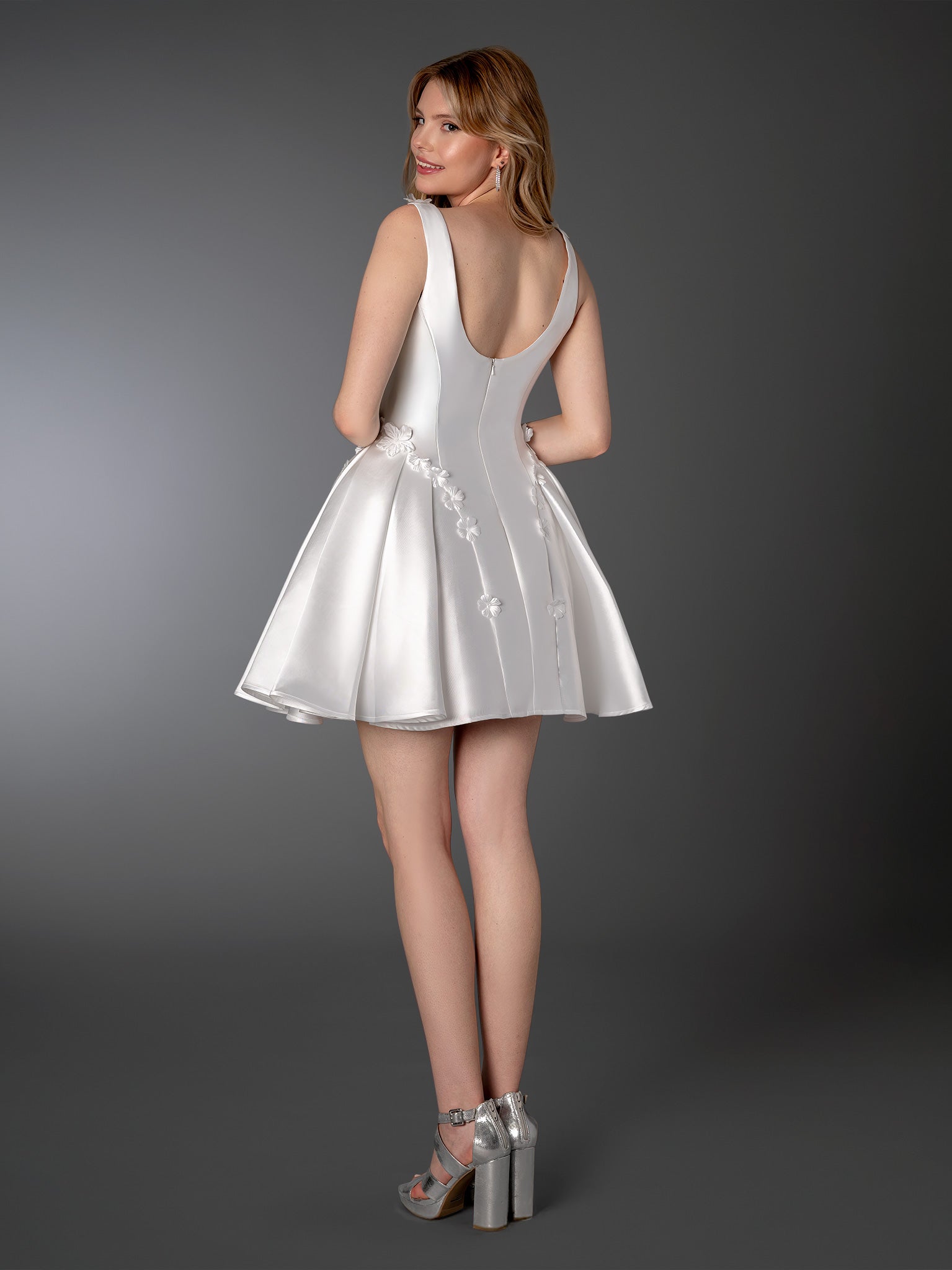 Wedding Dresses Floral Mini Short Bridal Wedding Dress Stella Couture 26904 Off White