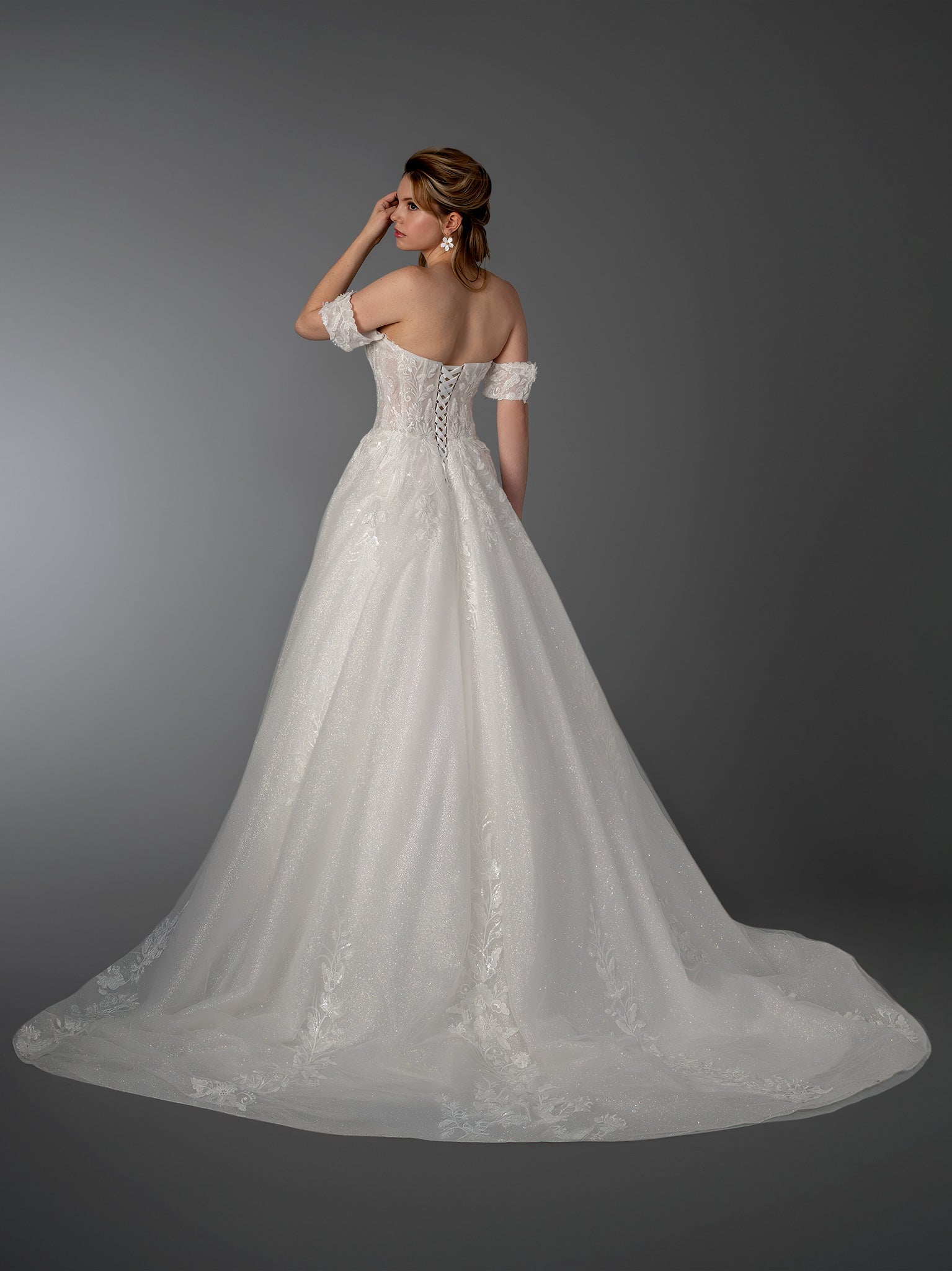 Wedding Dresses Long Bridal A Line Wedding Dress - Sequin Corset - Stella Couture 26525 Off White-Lace-26525-Sequin