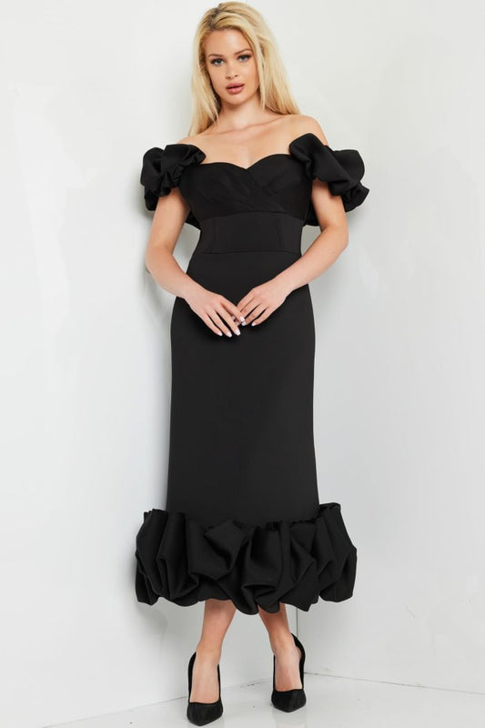 Mother of the Bride Dresses Fitted Short Ruffle Mother of the Bride Dress Black