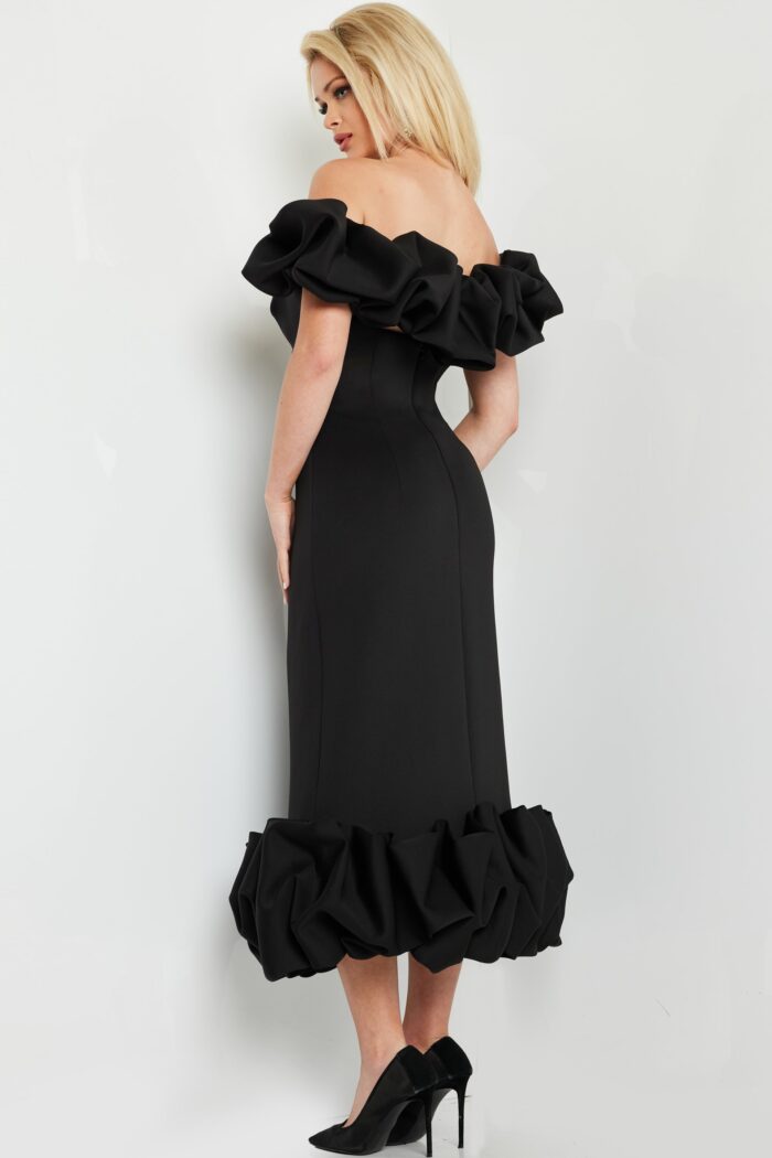 Jovani 24535 Fitted Tea Length Formal Ruffle Mother of the Bride Dress