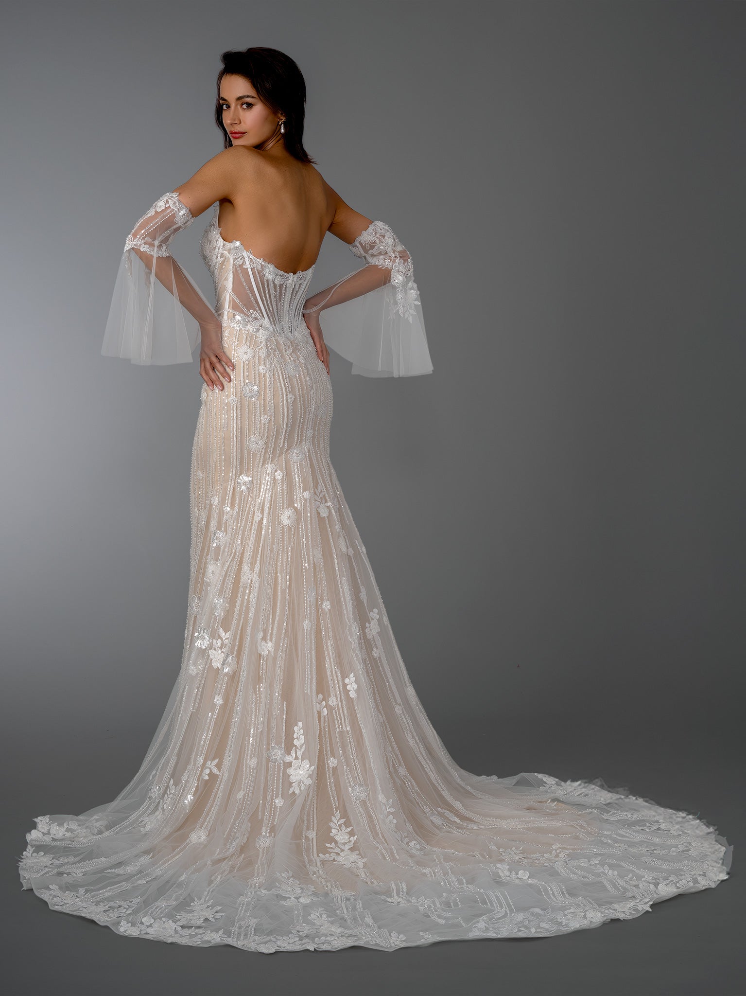 Wedding Dresses Long Sequin Beaded Bridal Wedding Dress Stella Couture 26510 Off White