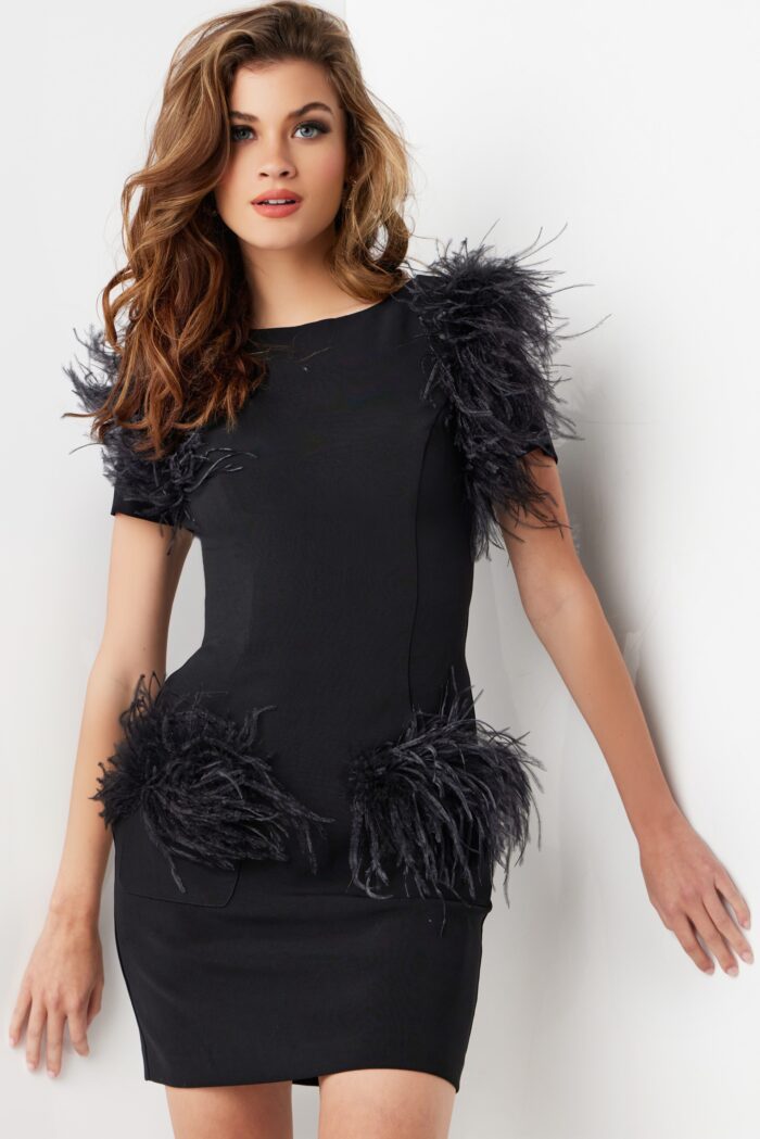 Cocktail Dresses Homecoming Short Sleeve Cocktail Dress  Black