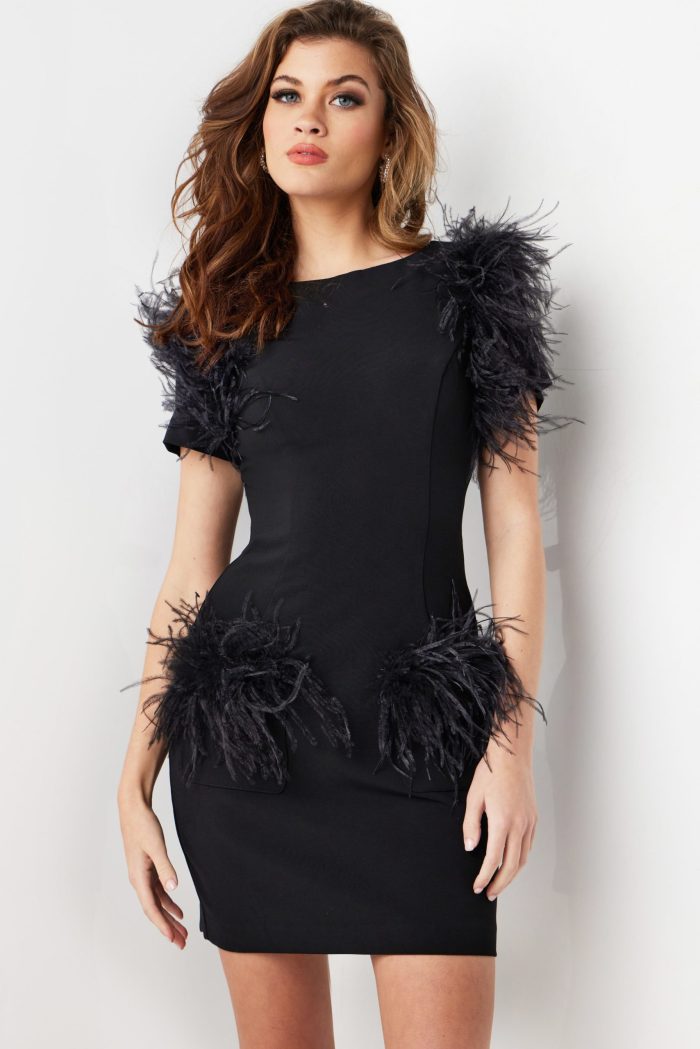 Cocktail Dresses Homecoming Short Sleeve Cocktail Dress  Black