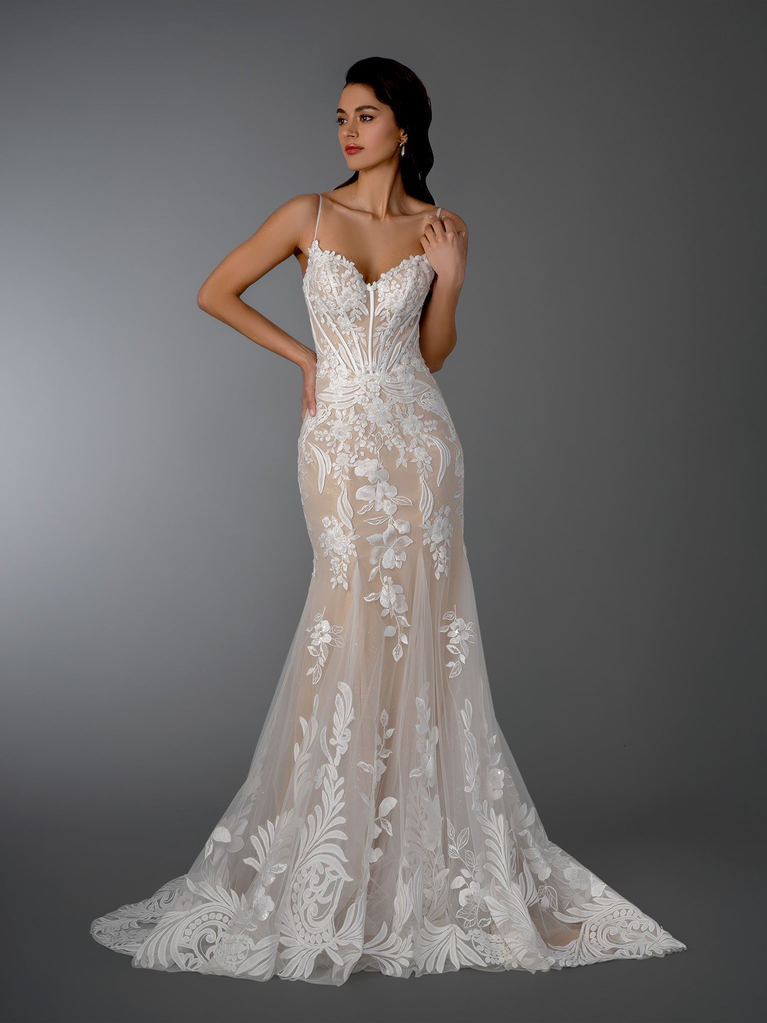 Wedding Dresses Long Corset Mermaid Bridal Wedding Dress Stella Couture 26509 Nude