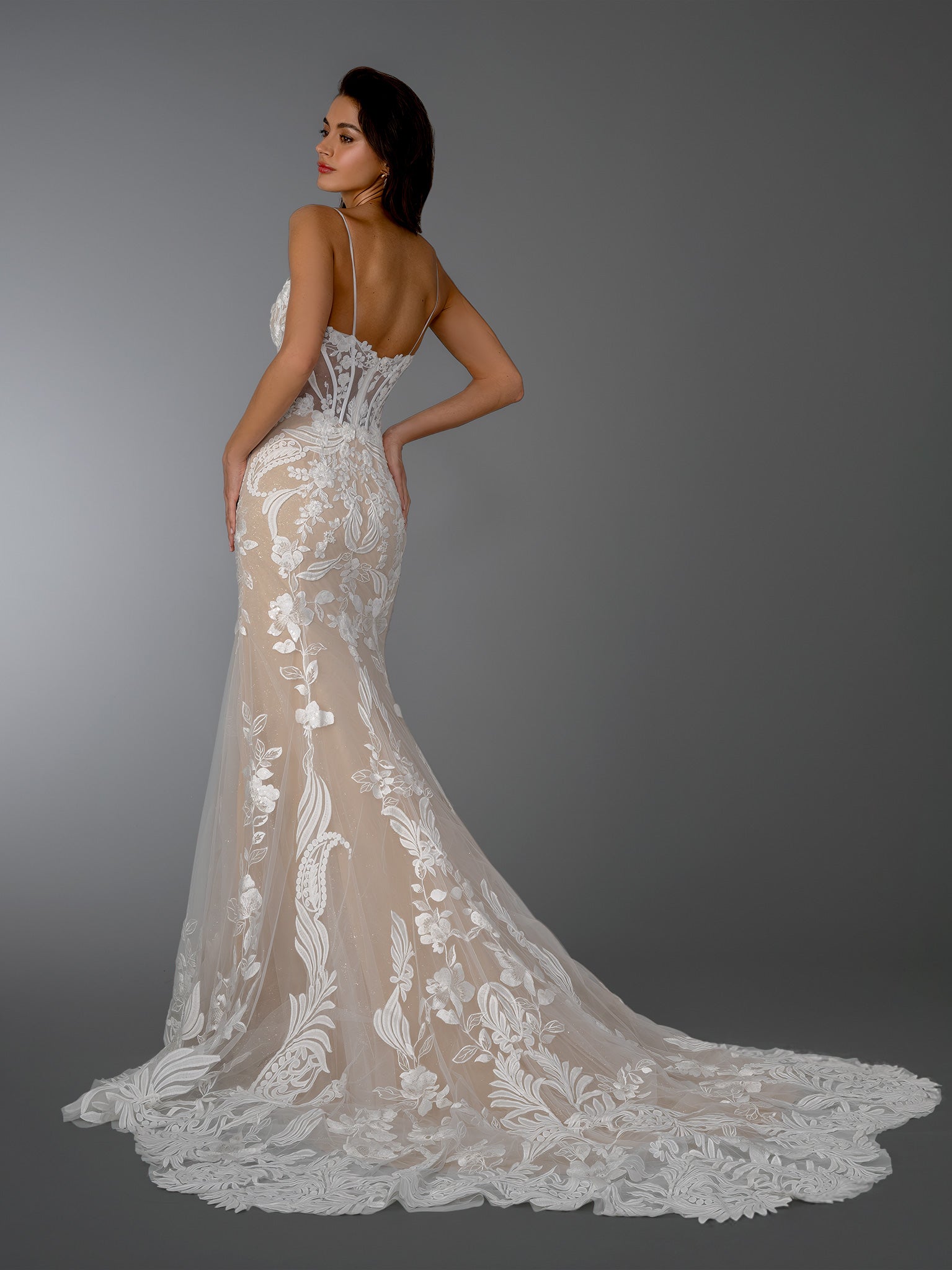 Wedding Dresses Long Corset Mermaid Bridal Wedding Dress Stella Couture 26509 Nude