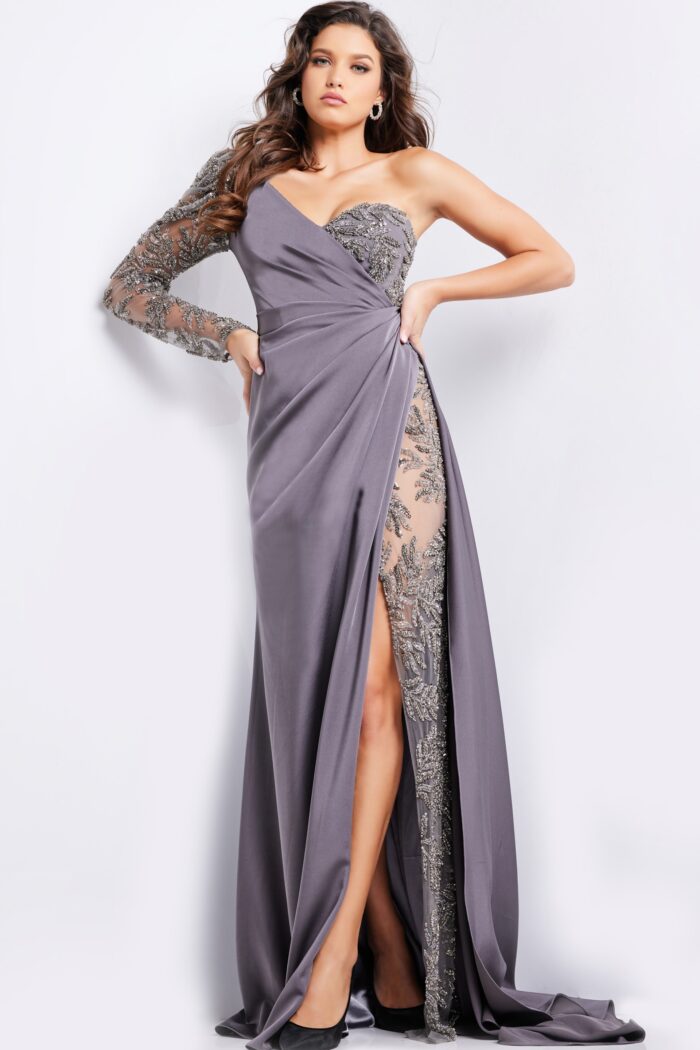 Formal Dresses Long Sequin Beaded Evening Formal Dress Gunmetal