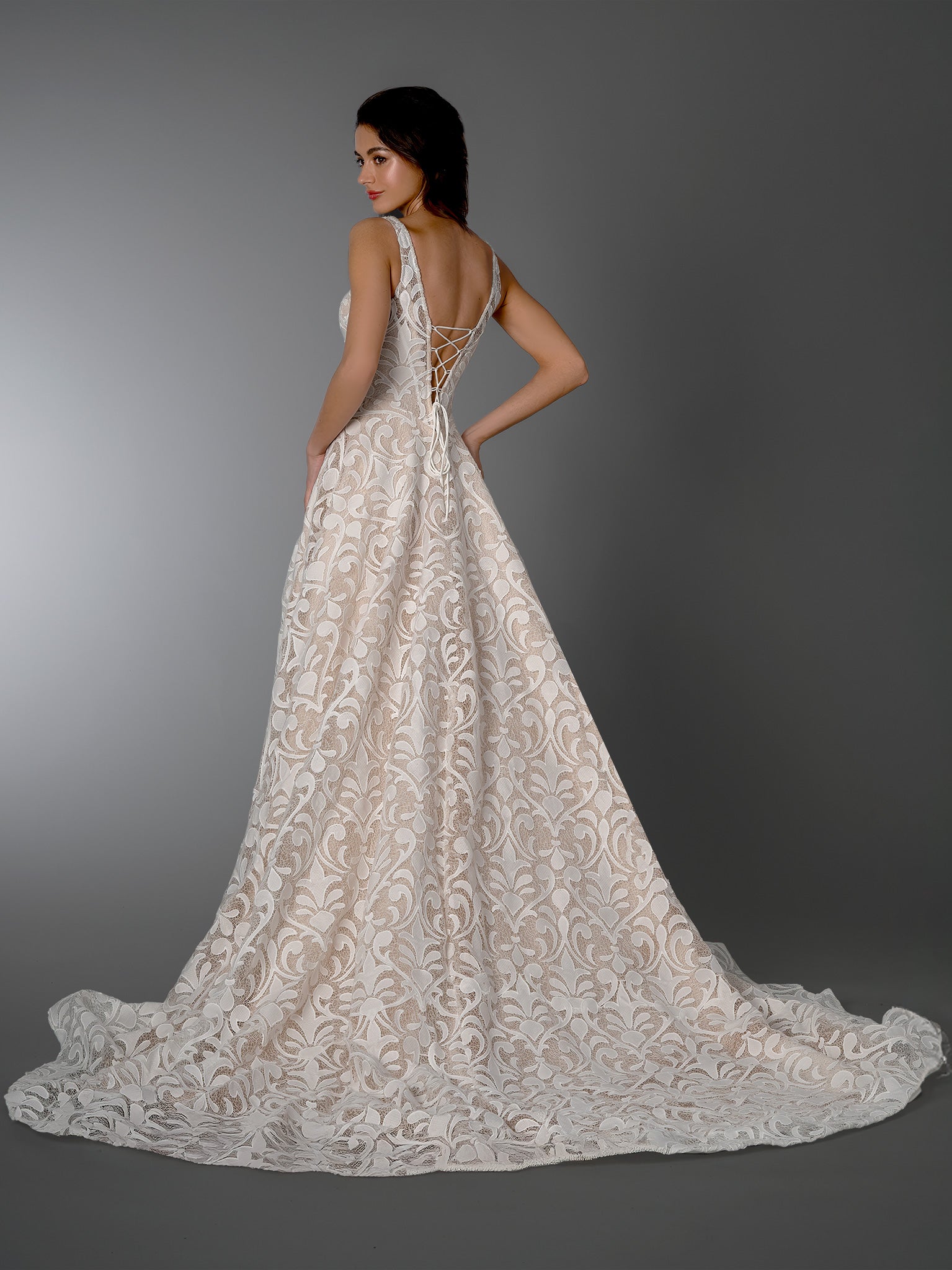 Wedding Dresses Long Floral Lace Corset Wedding Dress Stella Couture 26500 Off White