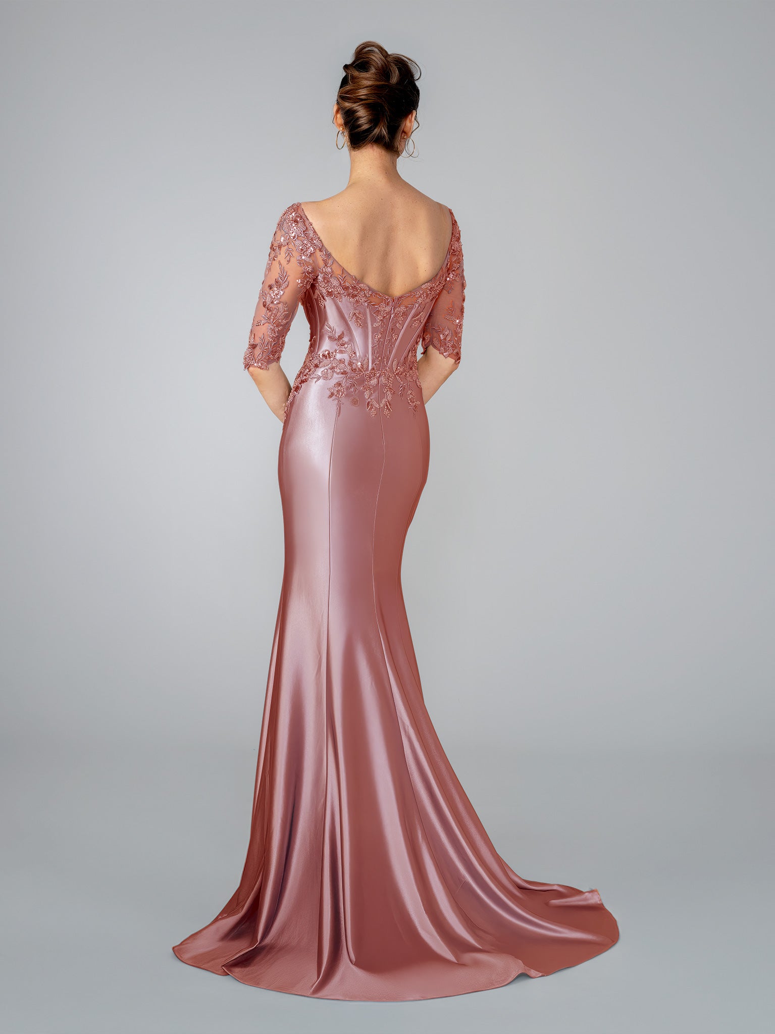 Long Slit Corset Lace Formal Mother of the Bride Dress Stella Couture 26319