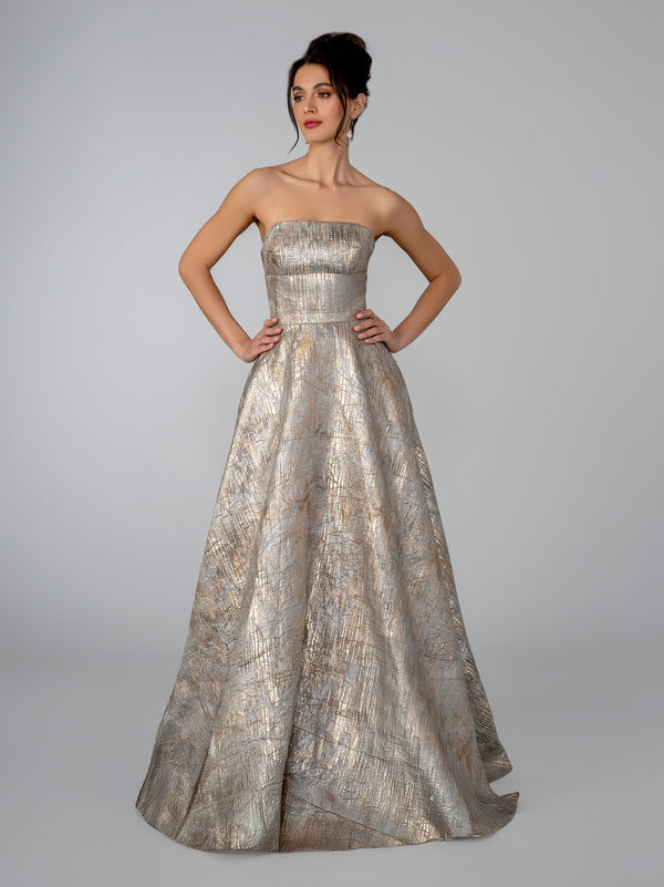 Metallic Ball Gown Long Formal Dress Stella Couture 26316