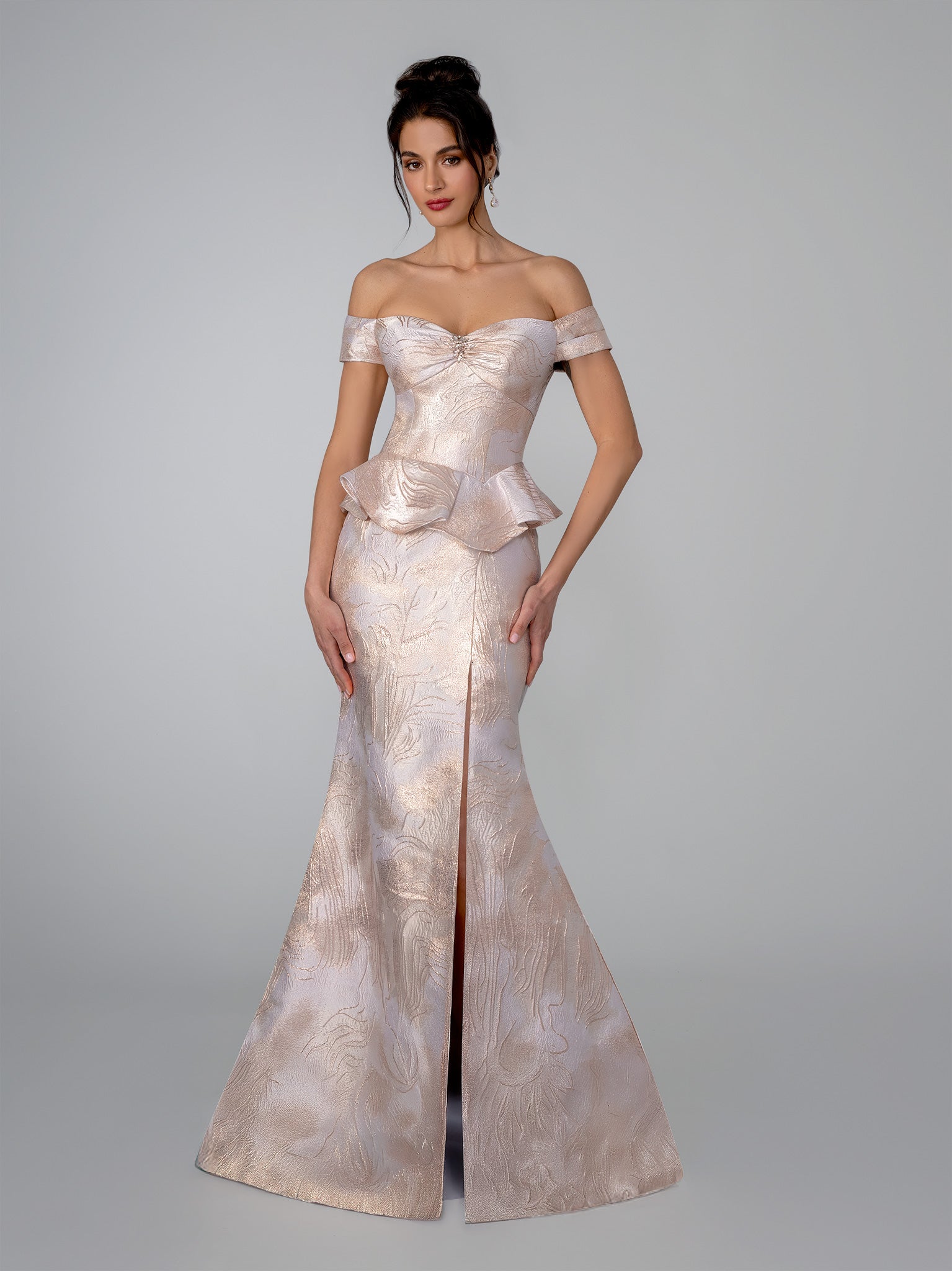 stella silk dress Stella Couture 26305 Long Formal Dress Champagne / 10