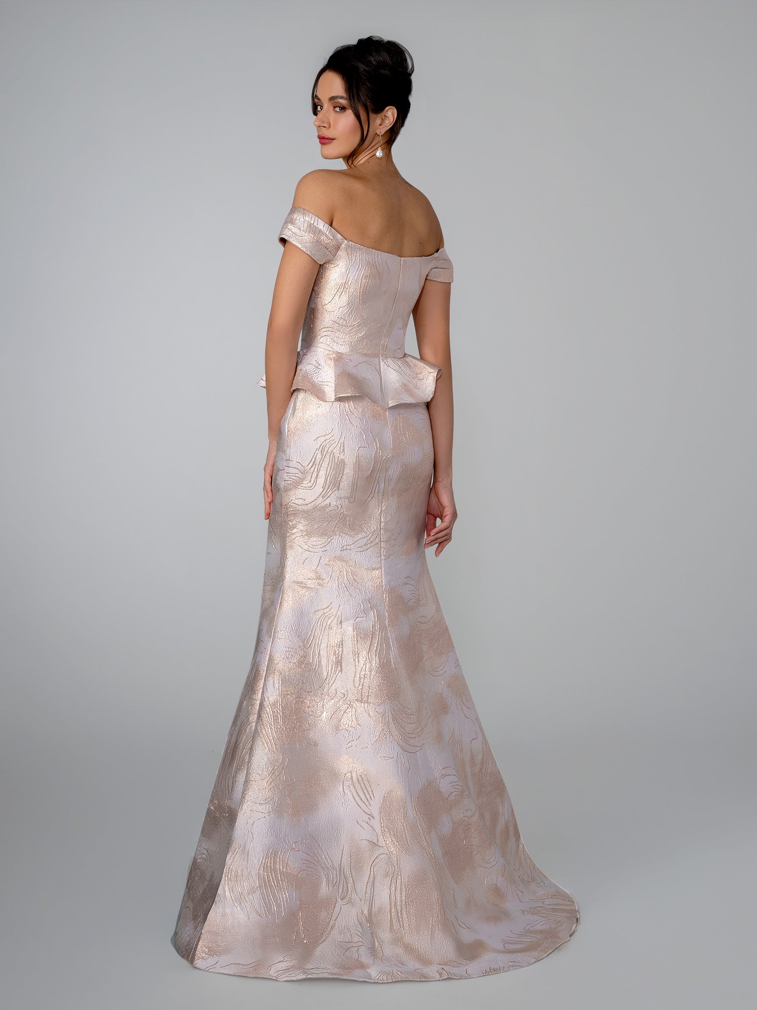 Prom Dresses Floral Print Formal Long Prom Dress Stella Couture 26305 Champagne