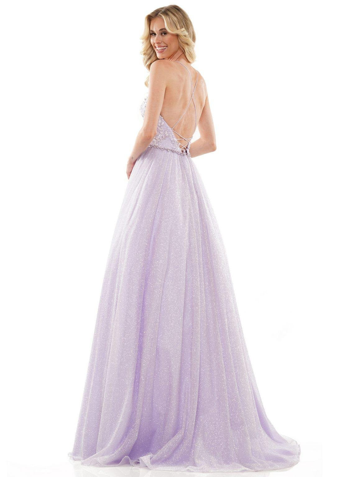 Colors Long Formal Glitter Mesh Prom Dress 2480 - The Dress Outlet