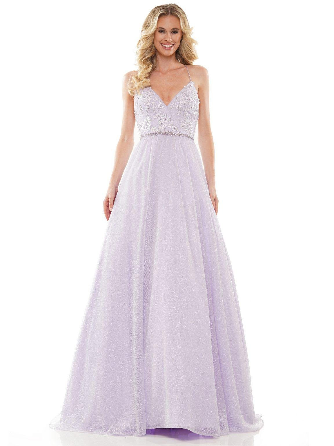 Colors Long Formal Glitter Mesh Prom Dress 2480 - The Dress Outlet