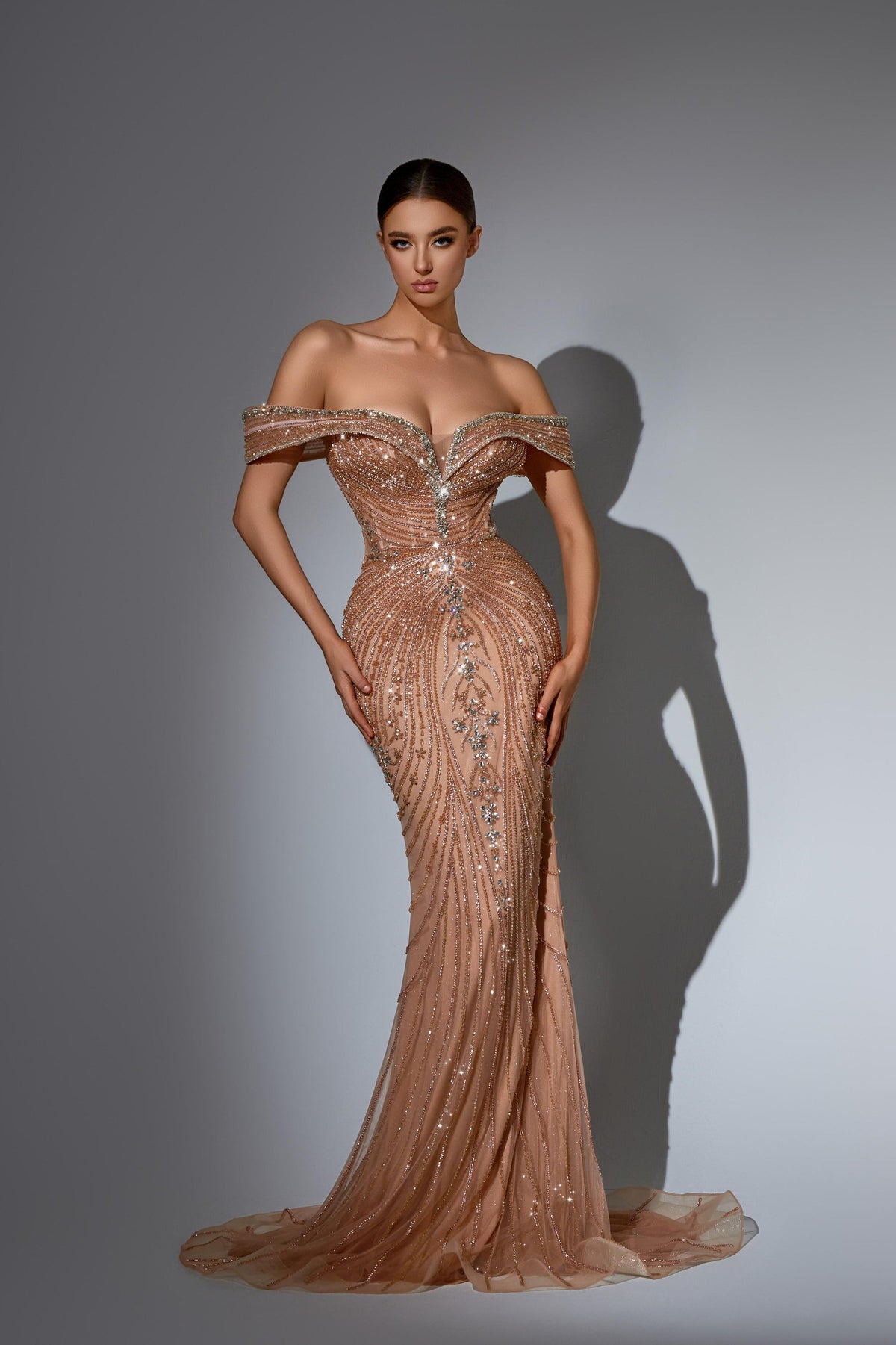 Off-the-Shoulder Floor-Length Sequin Prom Mermaid Pre Order