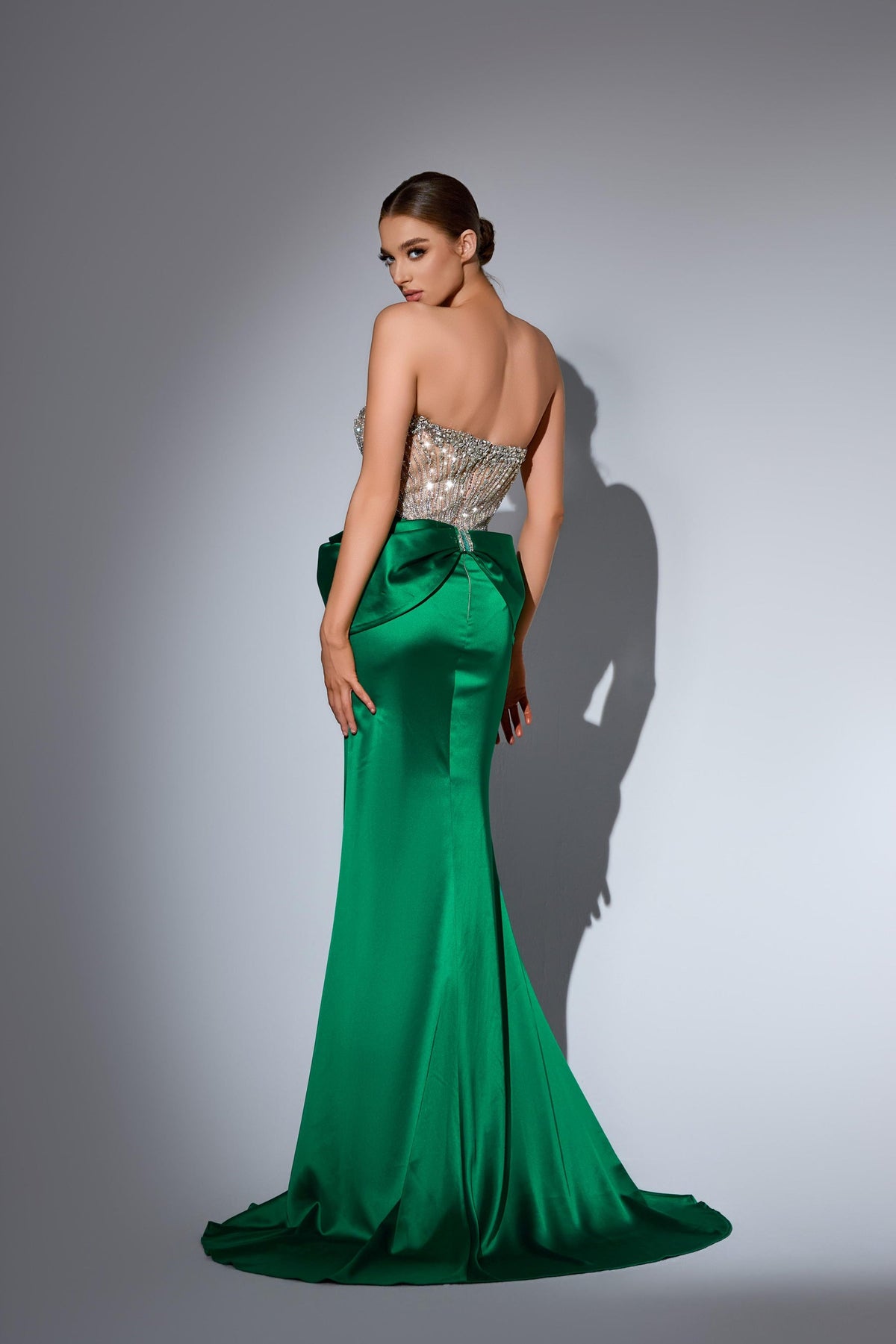Strapless Curved Neck Floor-Length Satin Prom Mermaid Pre Order