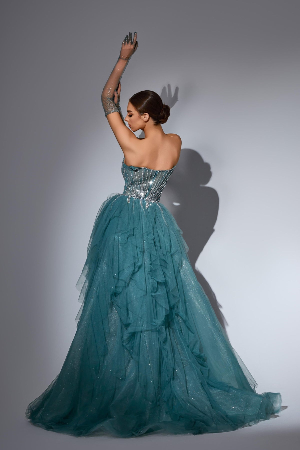 Strapless Curved Neck Floor-Length Tulle Prom Mermaid Pre Order