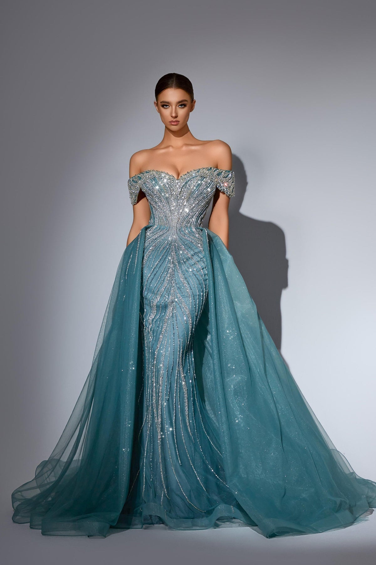 Off-the-Shoulder Floor-Length Tulle Prom Mermaid Trumpet Pre Order