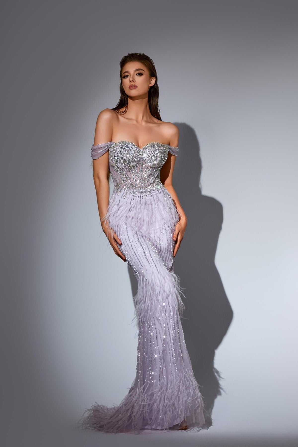 Off-the-Shoulder Floor-Length Sequin Prom Mermaid Pre Order