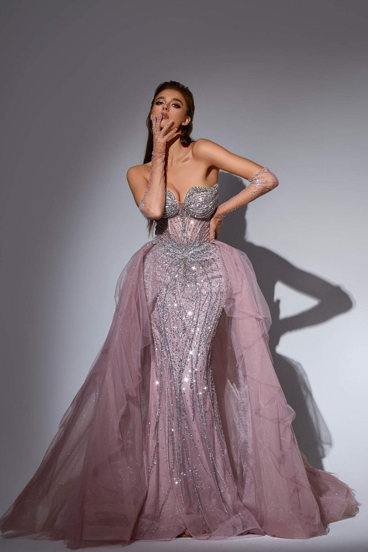 Strapless Curved Neck Floor-Length Tulle Prom Mermaid Pre Order