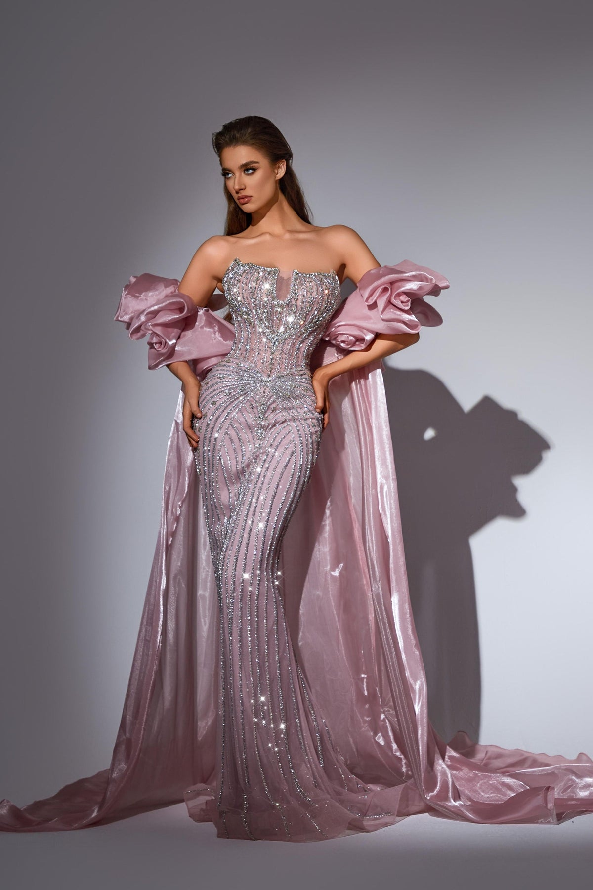 Strapless Curved Neck Floor-Length Satin Prom Mermaid Pre Order