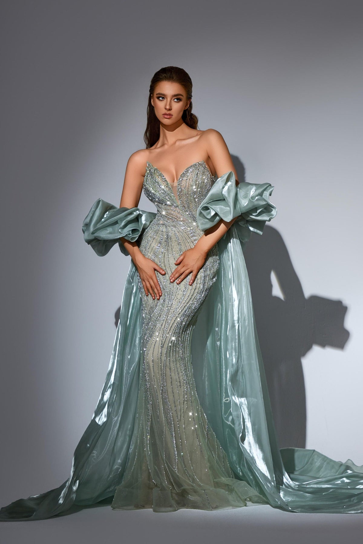 Strapless Curved Neck Floor-Length Chiffon Prom Mermaid Pre Order