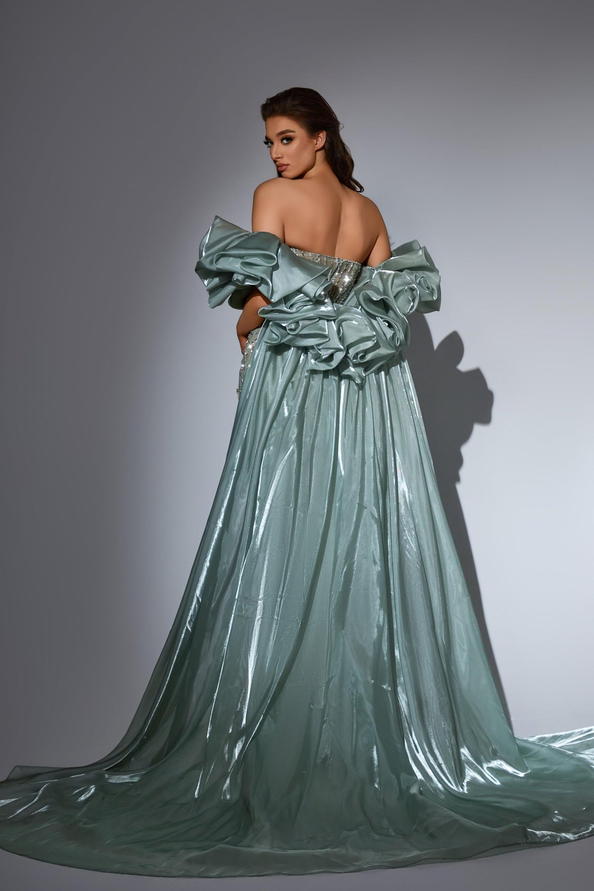 Strapless Curved Neck Floor-Length Satin Prom Mermaid Pre Order