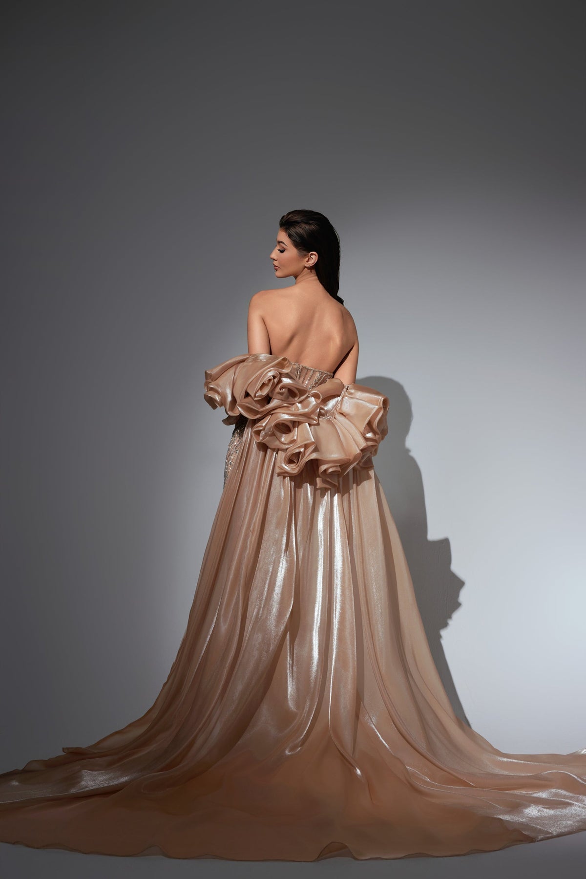 Strapless Curved Neck Floor-Length Satin Prom Mermaid Pre Order