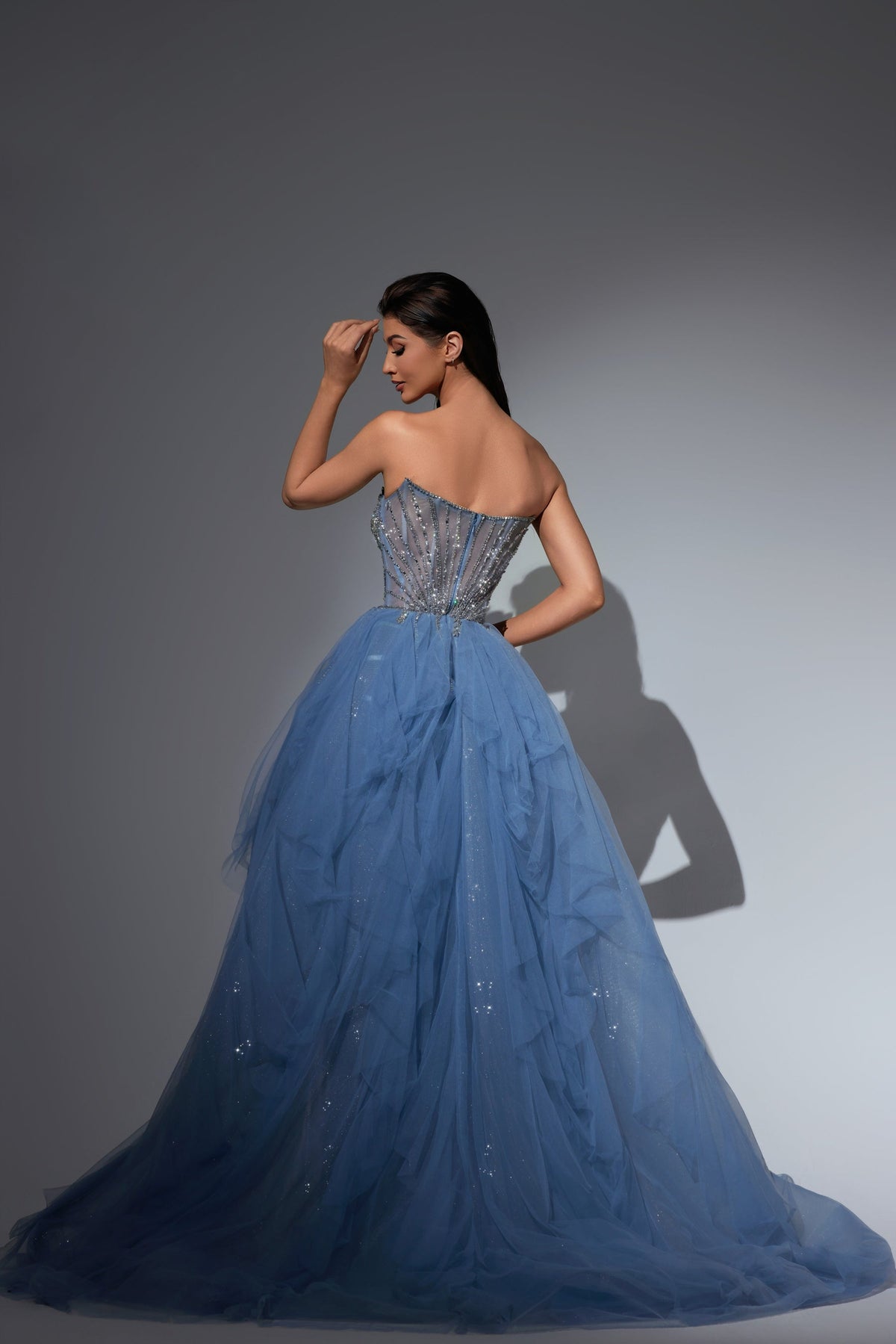 Strapless Curved Neck Floor-Length Tulle Prom Mermaid Pre Order