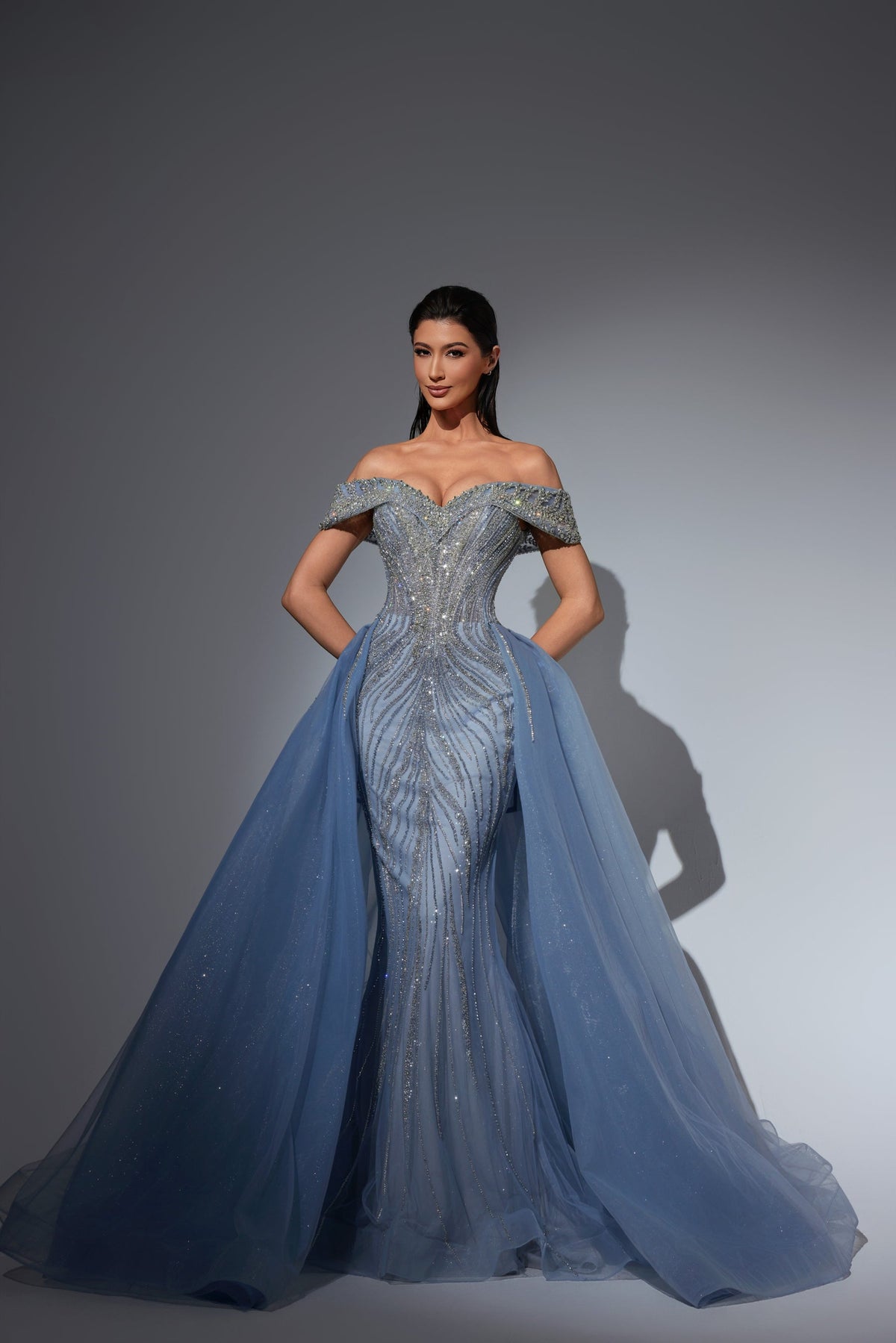 Off-the-Shoulder Floor-Length Tulle Prom Mermaid Trumpet Pre Order