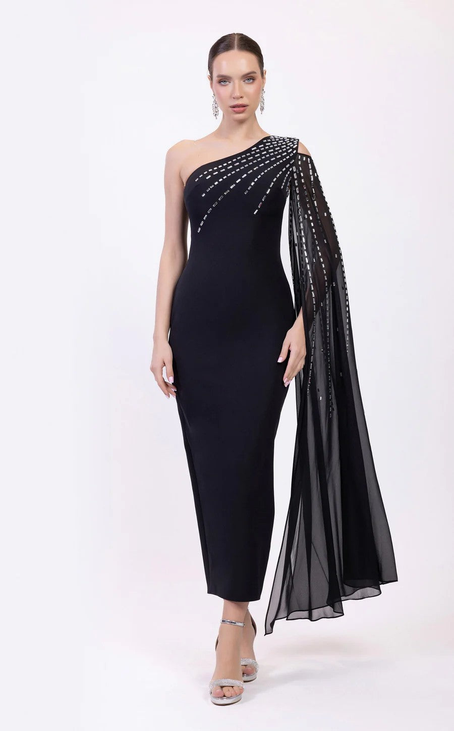 Odrella 25002 Tea Length Fitted Formal Prom Dress