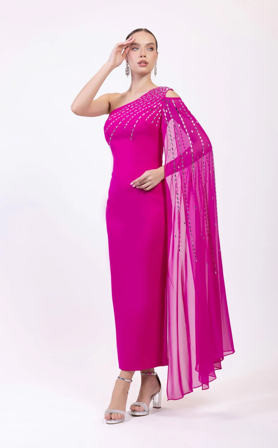 Odrella 25002 Tea Length Fitted Formal Prom Dress