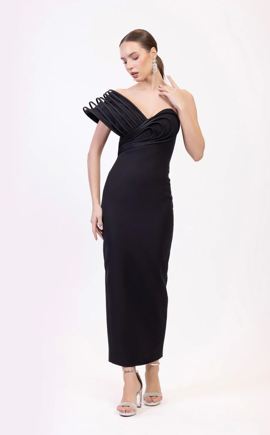 Odrella 25018 Fitted Long Formal Tea Length Prom Dress