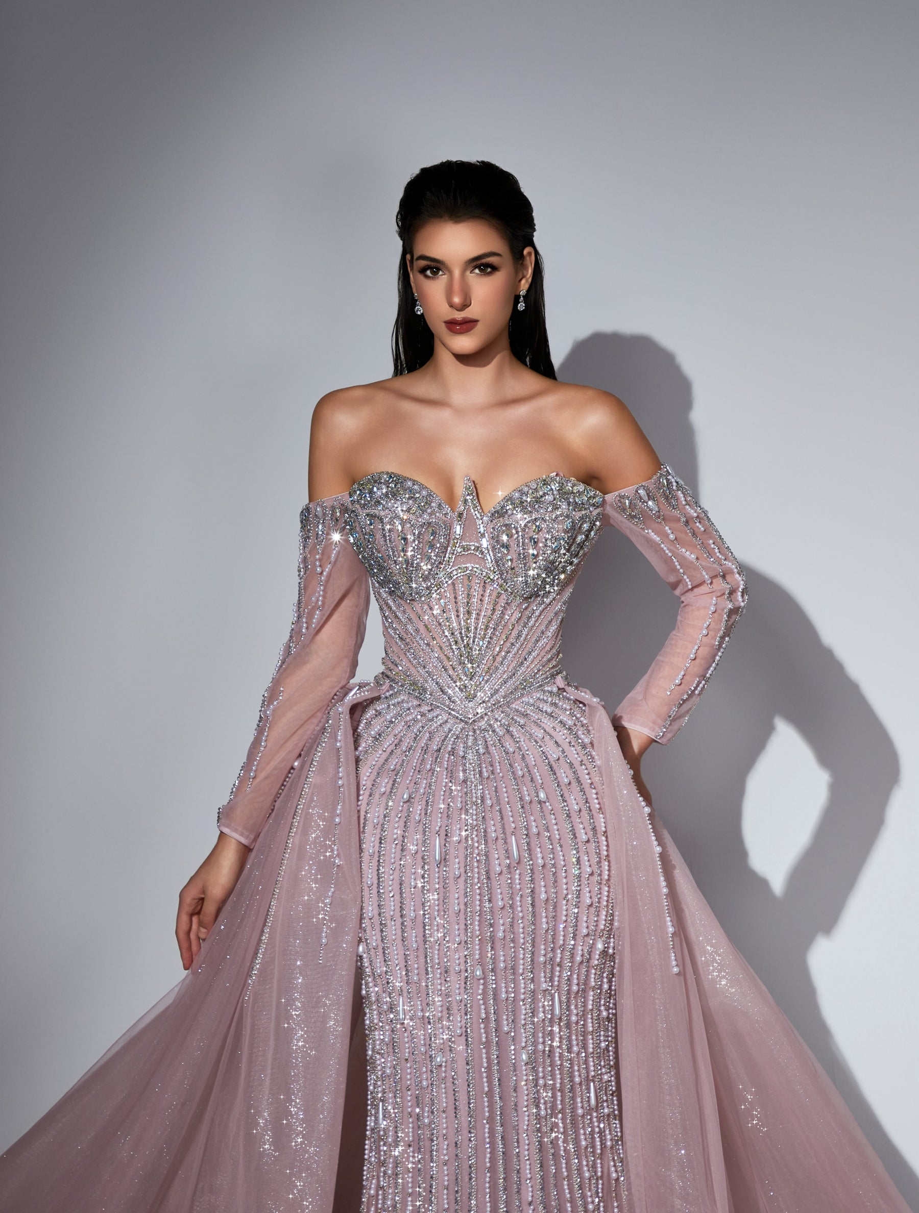 Off-the-Shoulder Floor-Length with Train Tulle Prom Mermaid Trumpet Luscious Delia LD11539 Pre Order