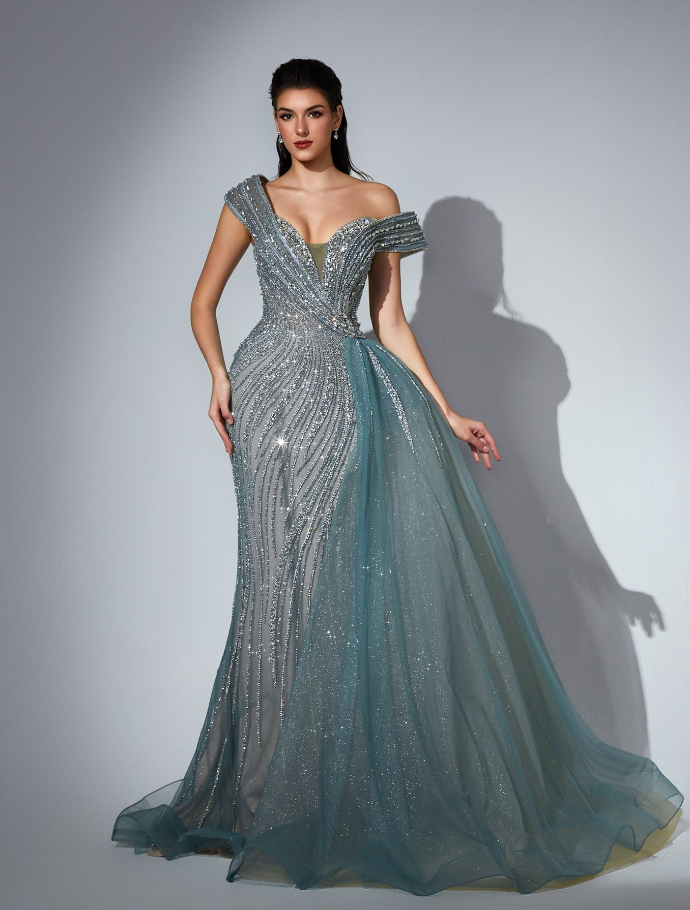V-Neck Floor-Length Sequin Prom Mermaid Luscious Delia LD11463 Pre Order