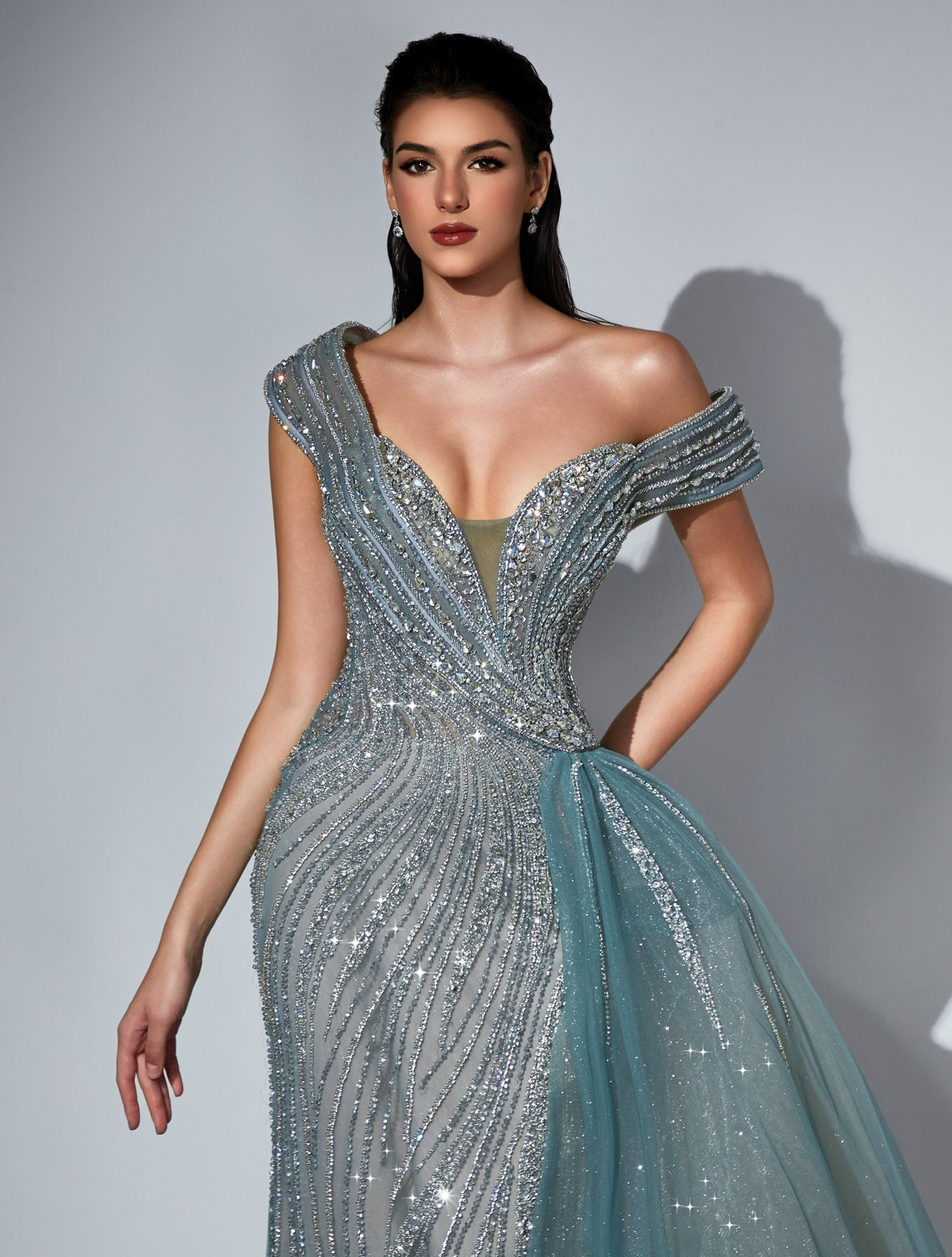 V-Neck Floor-Length Sequin Prom Mermaid Luscious Delia LD11463 Pre Order