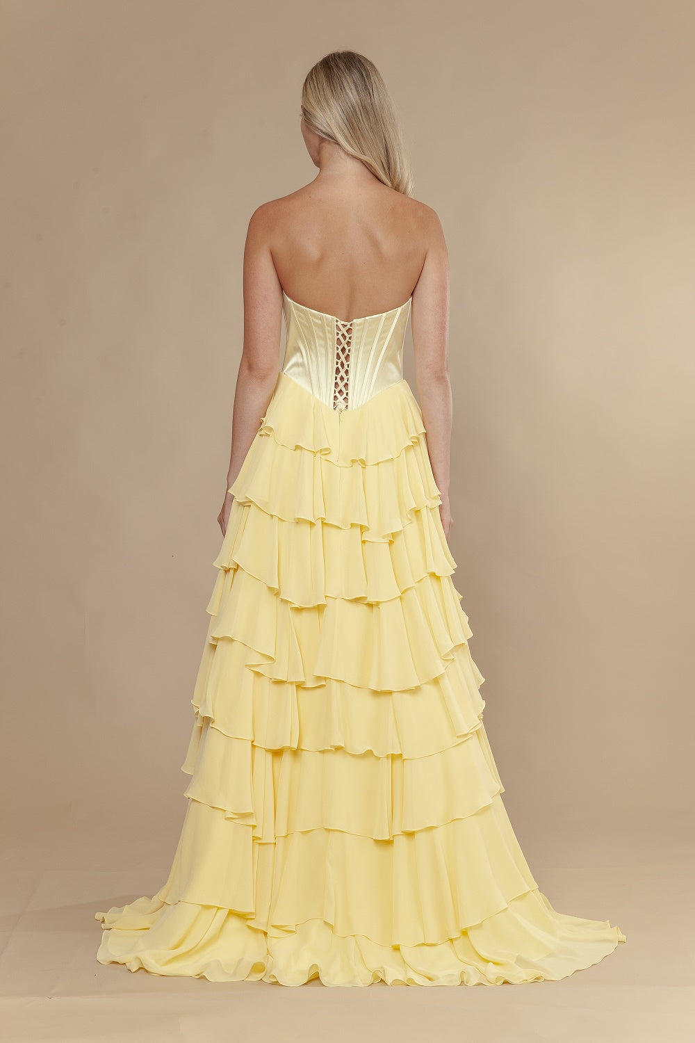 Strapless Straight Neck Floor-Length with Train Chiffon Prom A-Line Poly USA 25176