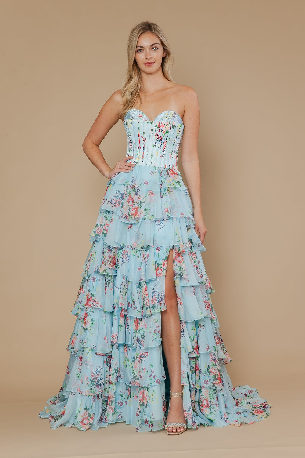 Sweetheart Floor-Length Chiffon Prom A-Line Poly USA 25178