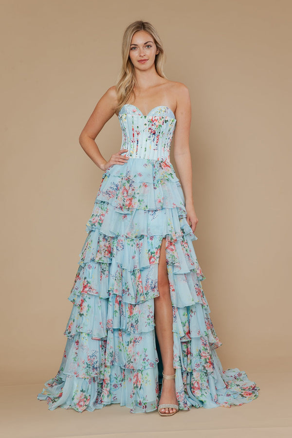 Sweetheart Floor-Length Chiffon Prom A-Line Poly USA 25178