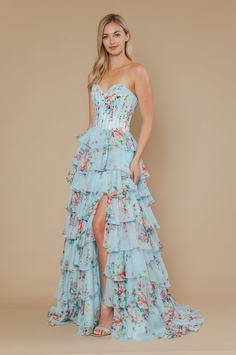 Sweetheart Floor-Length Chiffon Prom A-Line Poly USA 25178