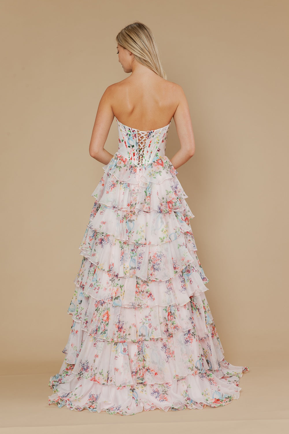 Strapless Straight Neck Floor-Length Organza Prom A-Line Poly USA 25180