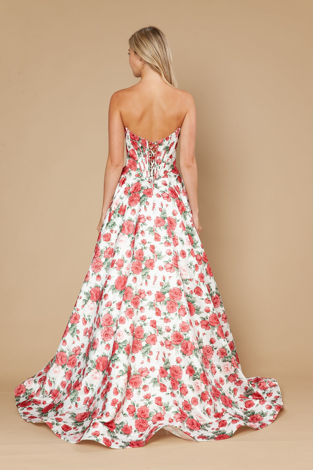 Strapless Straight Neck Floor-Length Satin Prom A-Line Poly USA 25186