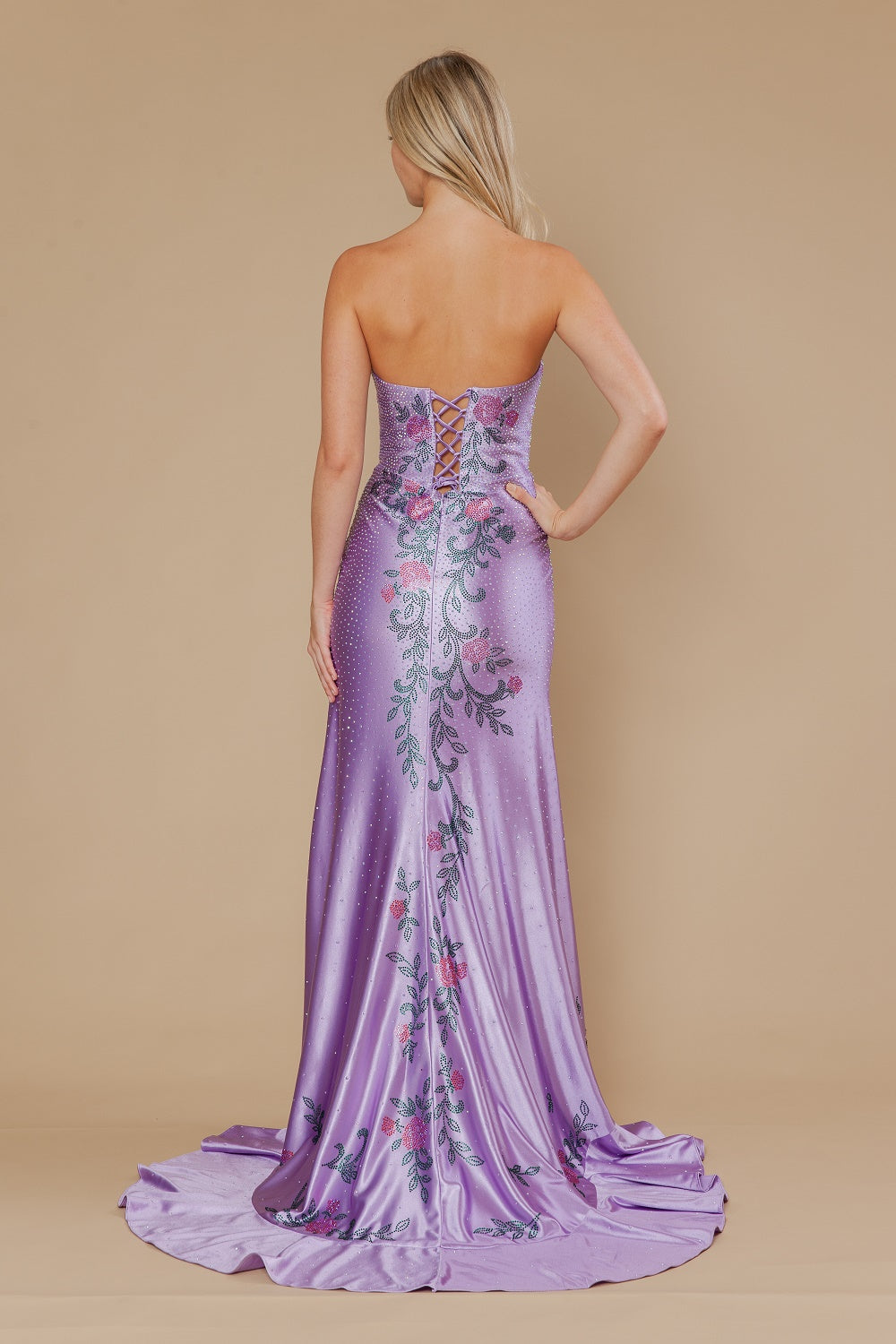 Strapless Curved Neck Floor-Length with Train Satin Prom Mermaid/Trumpet Poly USA 25194