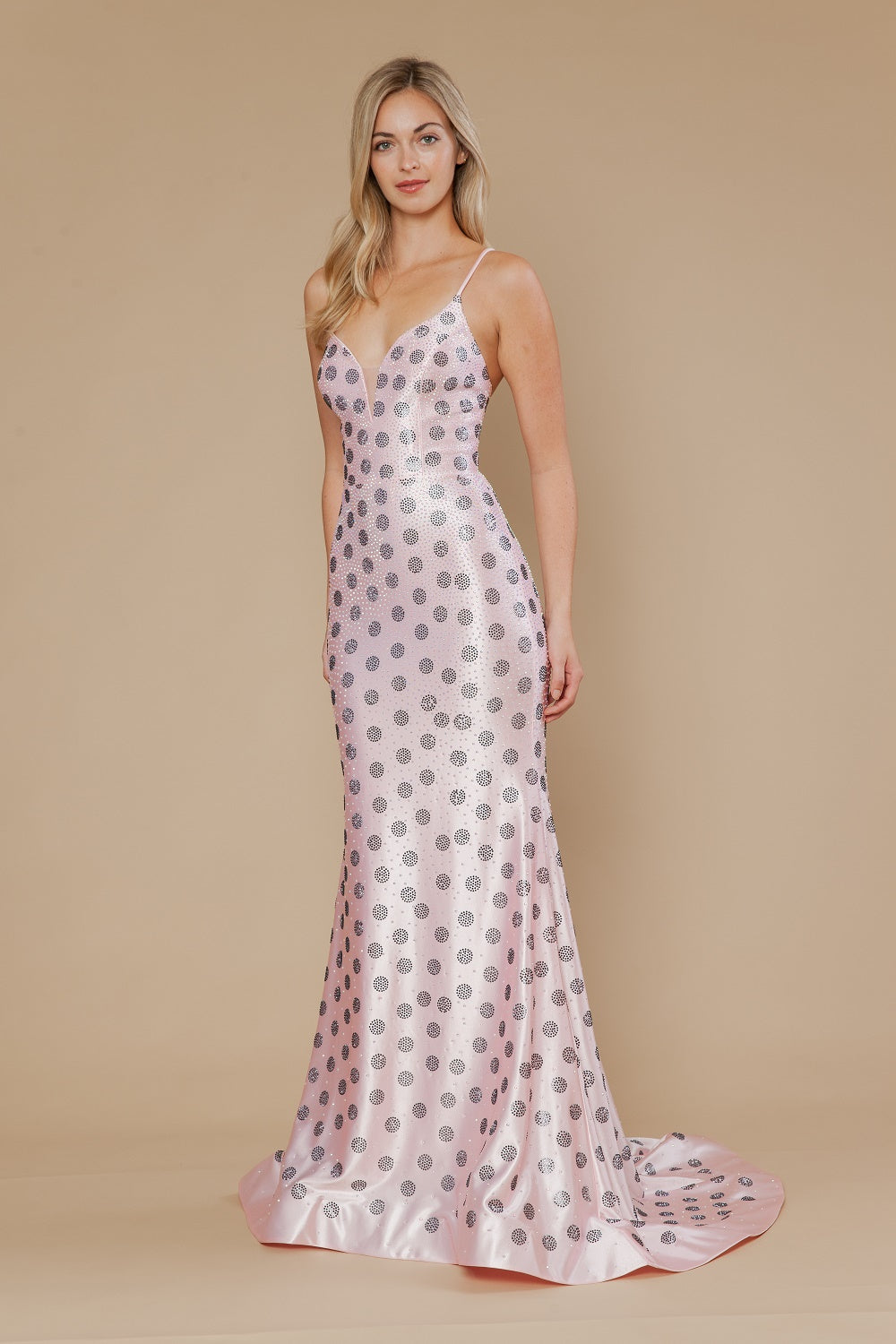 V-Neck Floor-Length with Train Satin Prom Mermaid/Trumpet Poly USA 25196