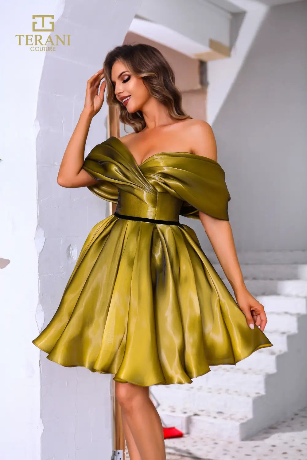 Cocktail Dresses A Line Homecoming Short Pleated Cocktail Dress Gold
