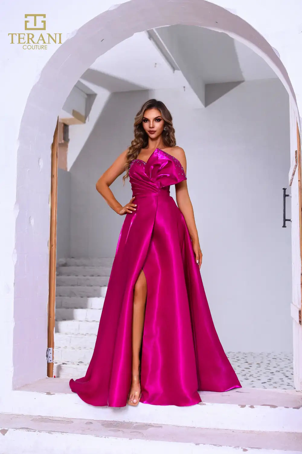 Terani Couture 251E4051 Beaded A Line Long Formal Evening Prom Dress