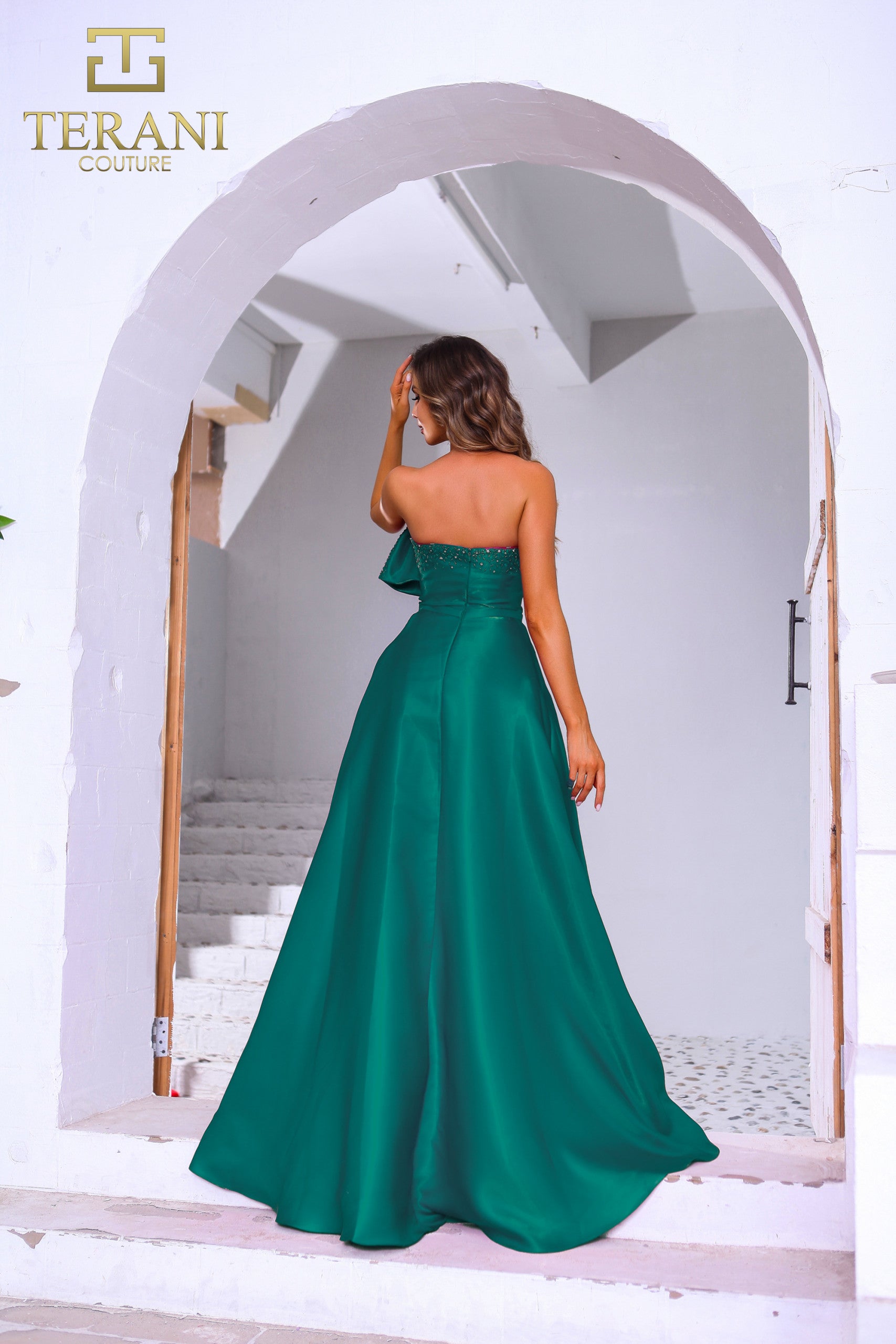Terani Couture 251E4051 Beaded A Line Long Formal Evening Prom Dress