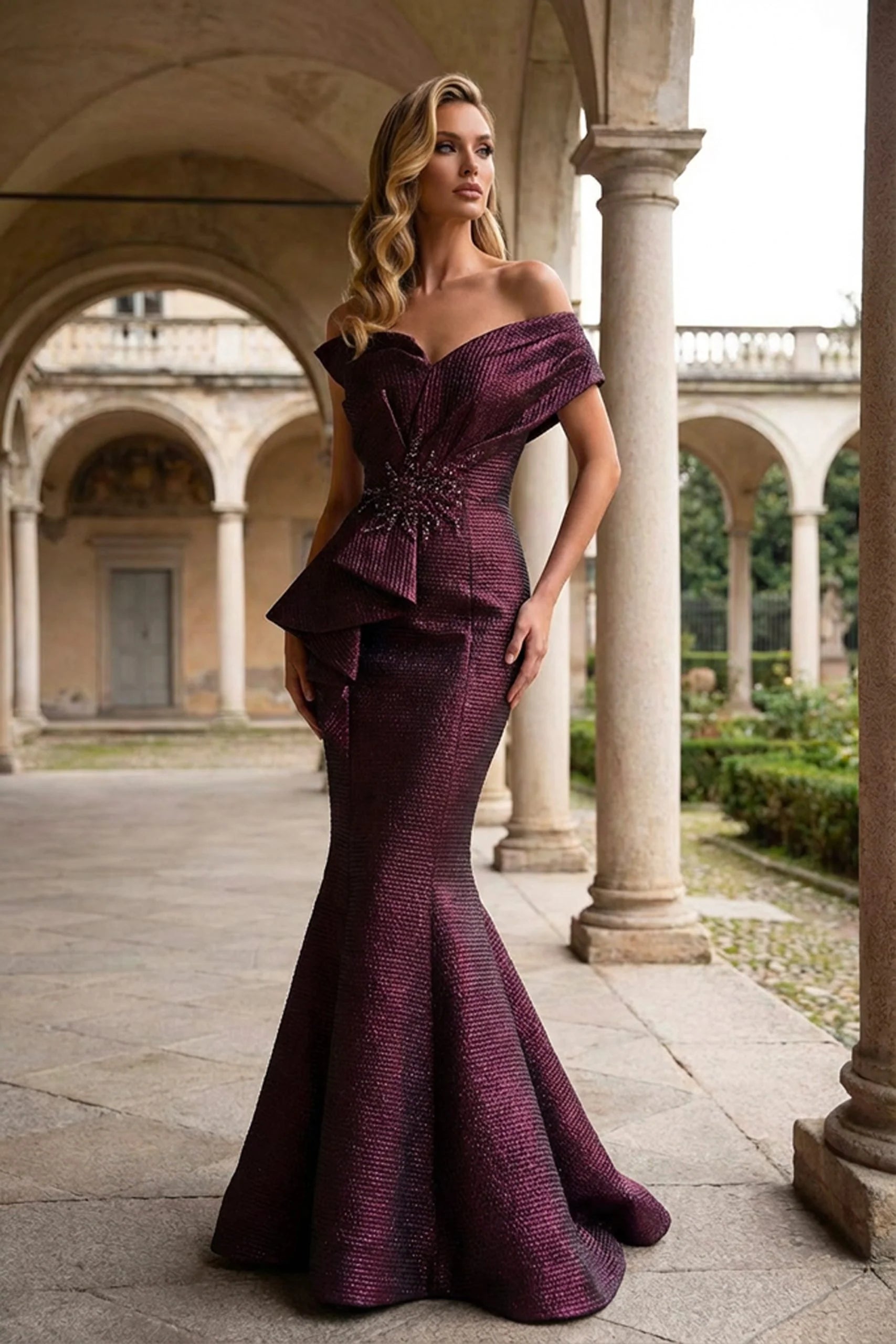 Terani Couture 251E4201 Long Mermaid Formal Metallic Evening Dress